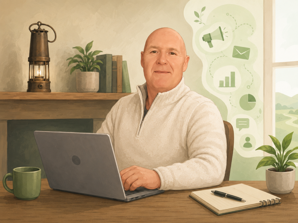 Michael from MJB Marketeer beginner marketing education illustration